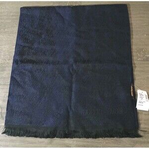 ROBERTO CAVALLI  Wool Logo Scarf Navy Black  74in x 17 in  Made in ITALY New